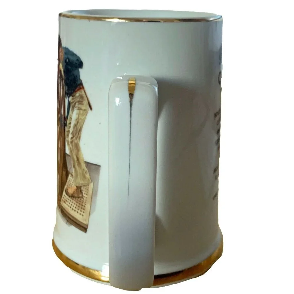 1985 Norman Rockwell River Pilot Tankard Mug Long John Silver's Seafarers 24k Go